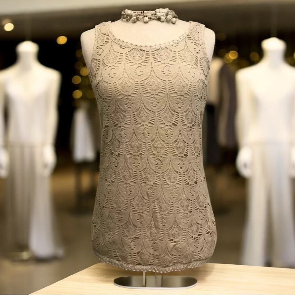 Fashion Bug Crochet/Lace Lined Tank Top (Size: Med)